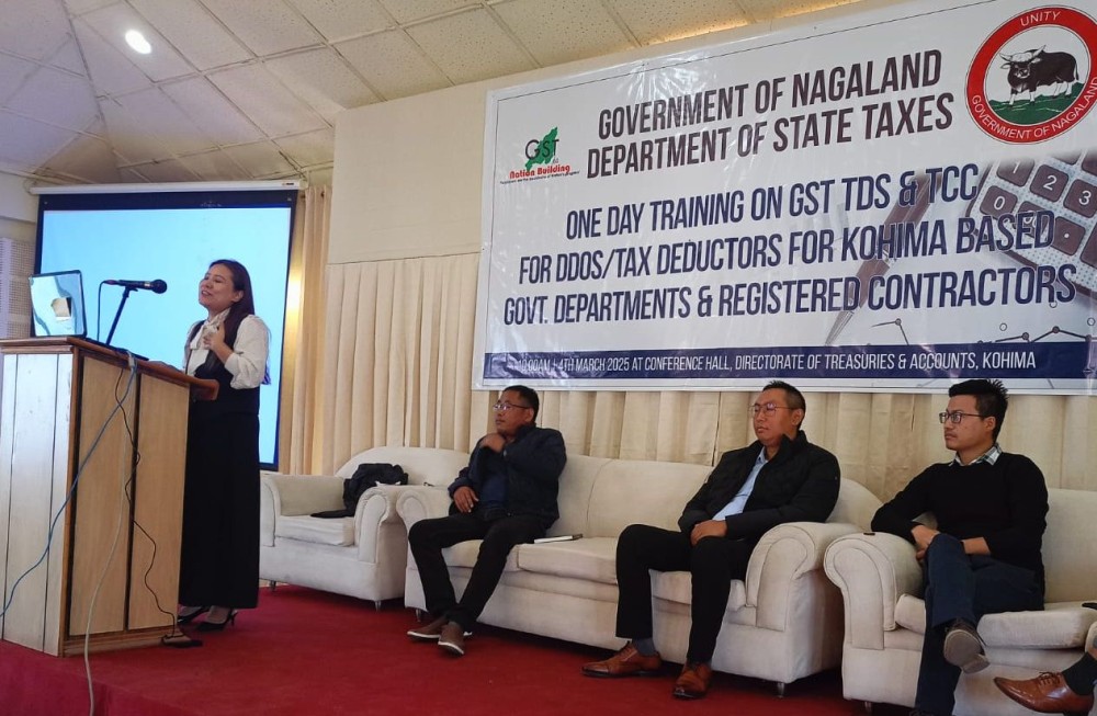 Resource persons speaking during the training on GST, TDS, TCC conducted by State Taxes department at Kohima. (DIPR Photo)